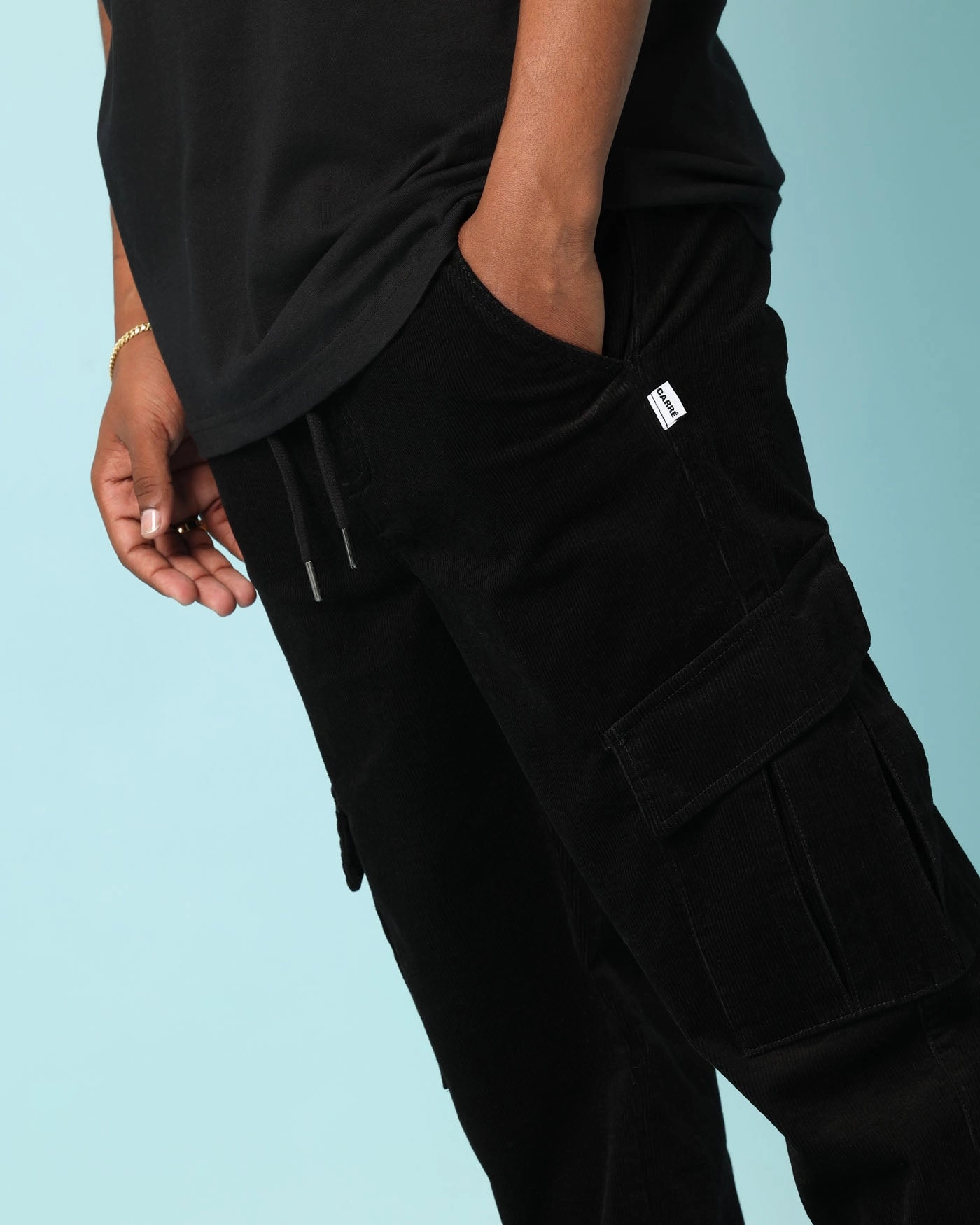 Carr?? Bande Corduroy Cargo Pants Black Comfy Look