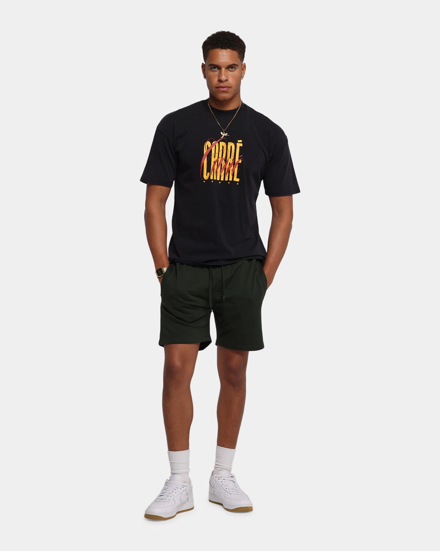 Solid Color Carr?? Blanc Classic Sweat Shorts Dark Green