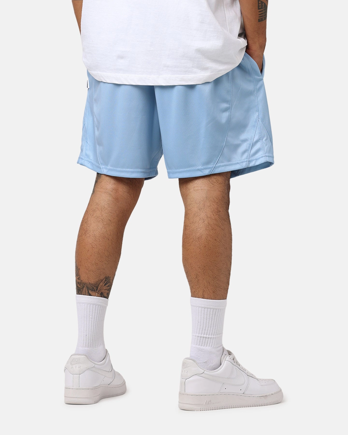 Linen blend WaterResistantFinish Carr?? C-Star Mesh Basketball Shorts Light Blue