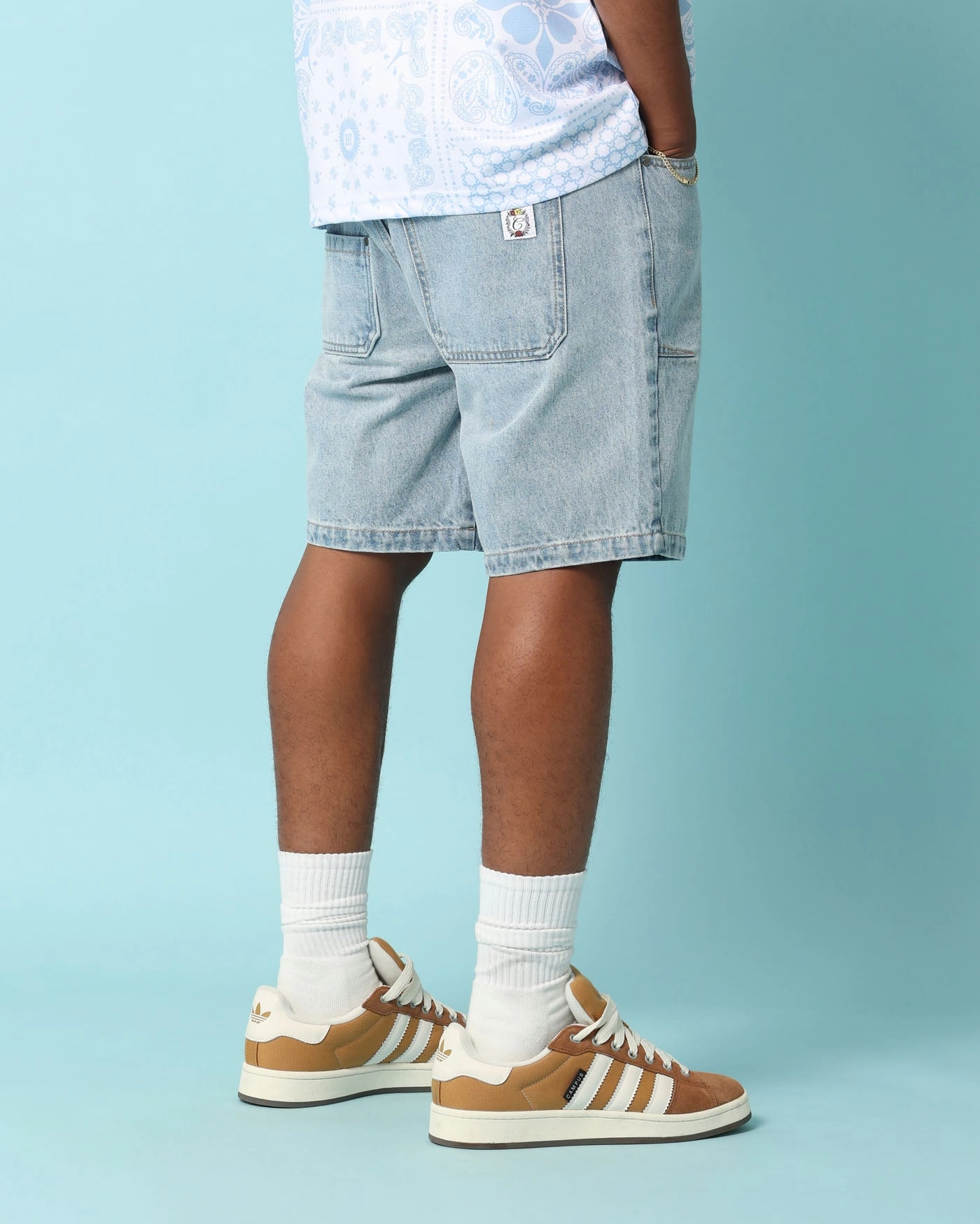 romper Carr?? Club Carr?? Jort Light Wash Denim