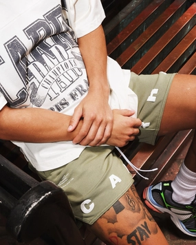 Carr?? Enhance Fleece Shorts Army Green Multi Panel Cut