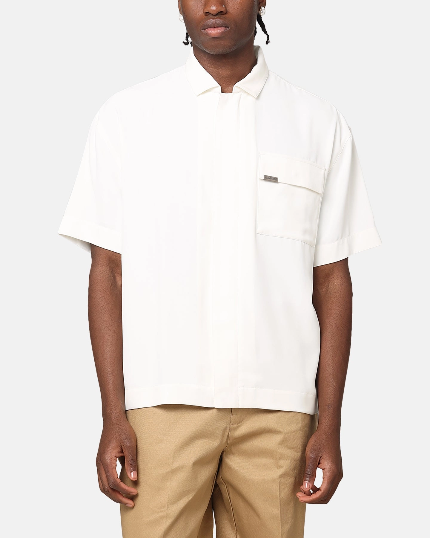 high-low hem Carr?? Exceptional Pocket Oversized Shirt Off White