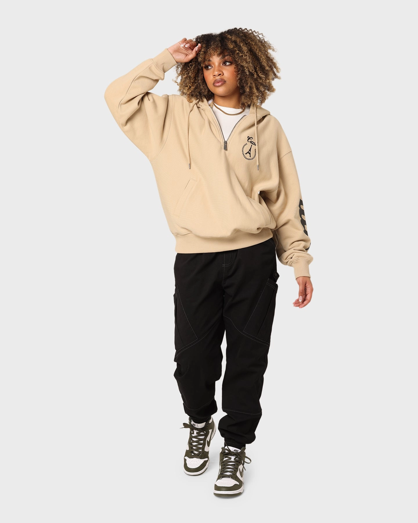 Carr?? Royale Quarter Zip Hoodie Stone Flexible Quilted Panels Magnetism