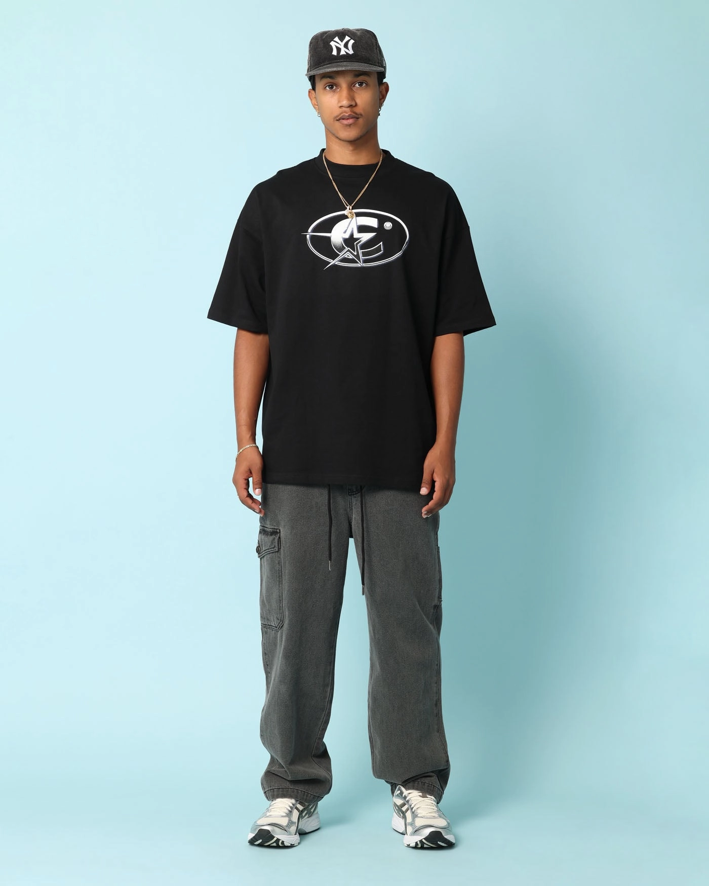 Embroidered Detail Carr?? Tactic Pants Washed Black