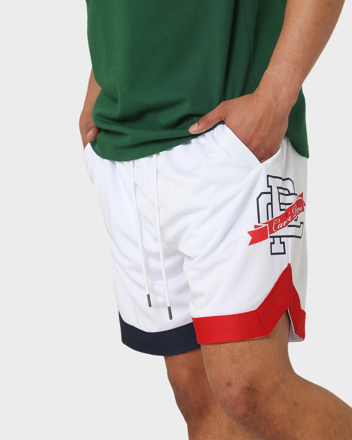 Carr?? Team Paris Basketball Shorts White On-The-Go Style Lightweight Fabric