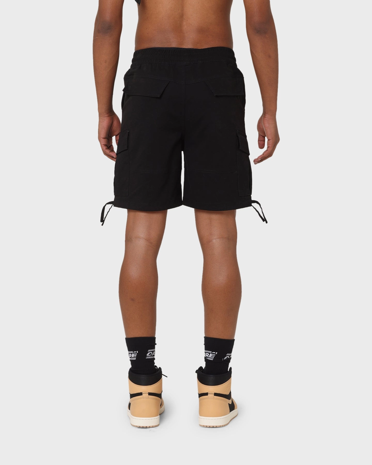Perfect Comfort Striped Pattern Carr?? Utility Cargo Shorts Black