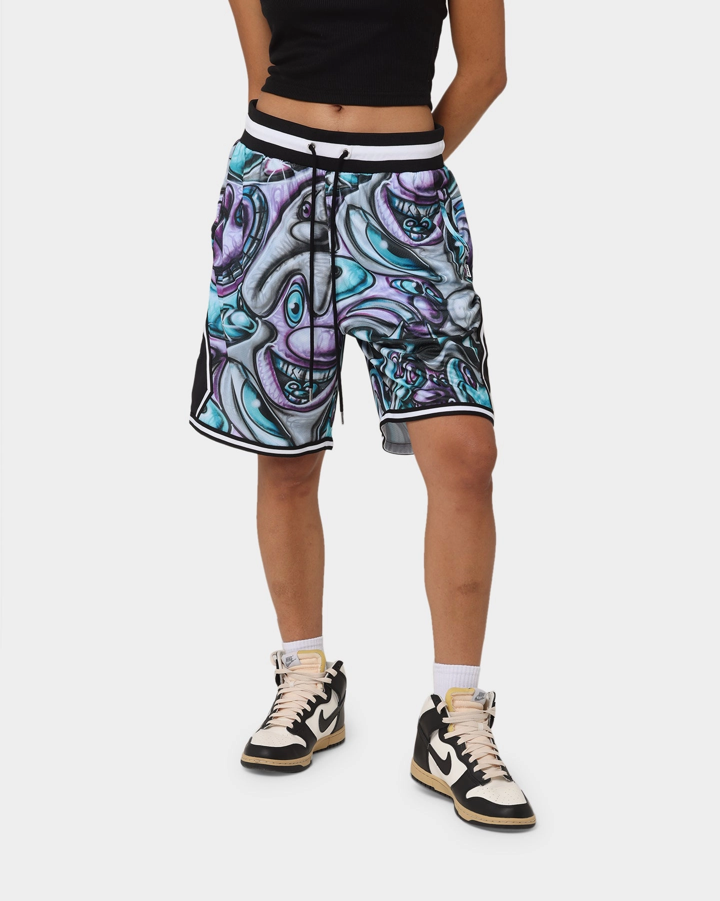 Loose Fit Ventilated Mesh Panels Carr?? X Kenny Scharf Krunch Time Ball Shorts Black