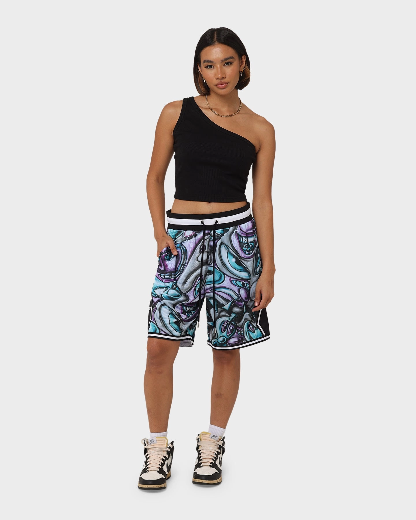 Style Choice Carr?? X Kenny Scharf Krunch Time Ball Shorts Black