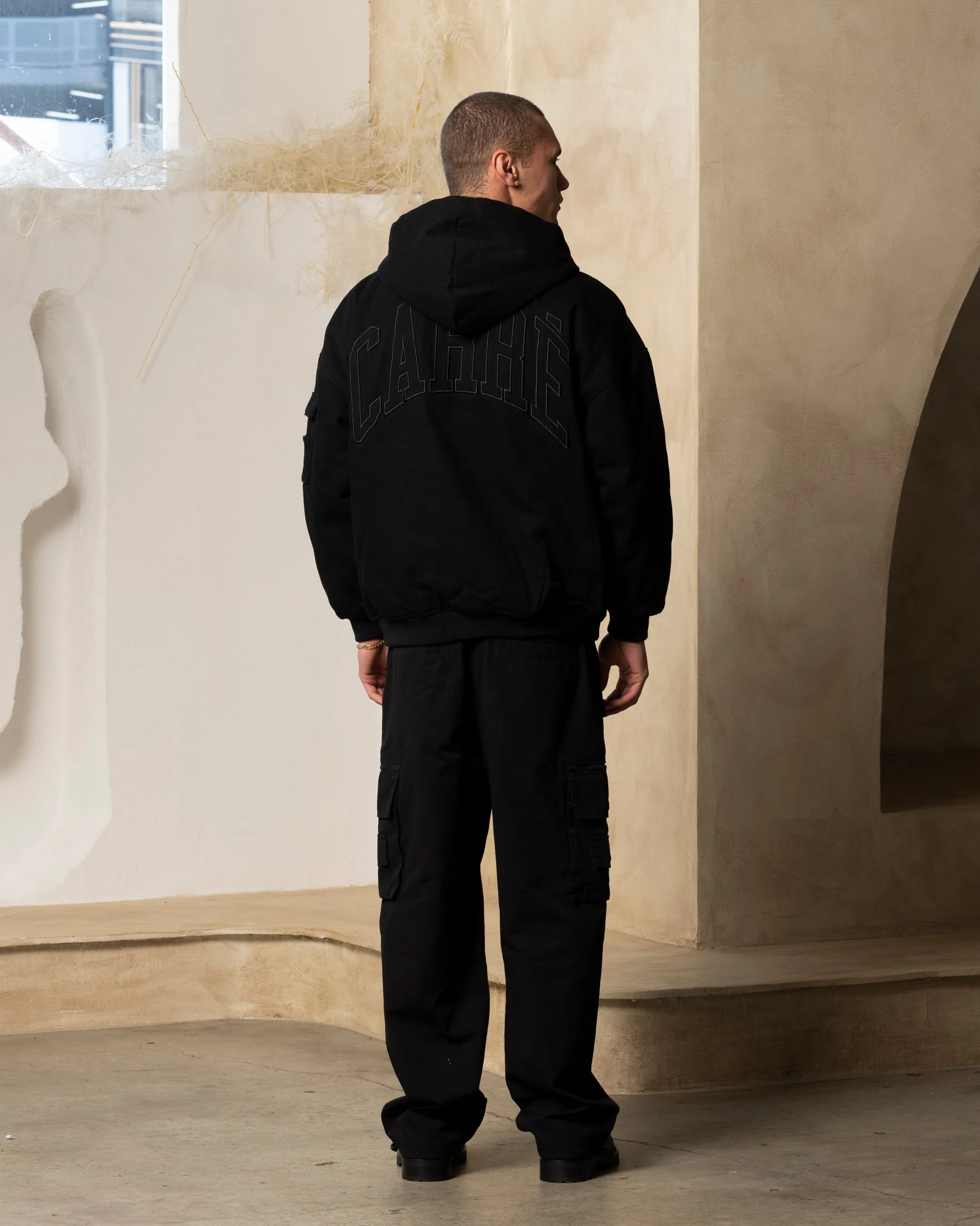 Carre Arch Work Bomber Jacket Washed Black hypoallergenic Quick Adjust Straps