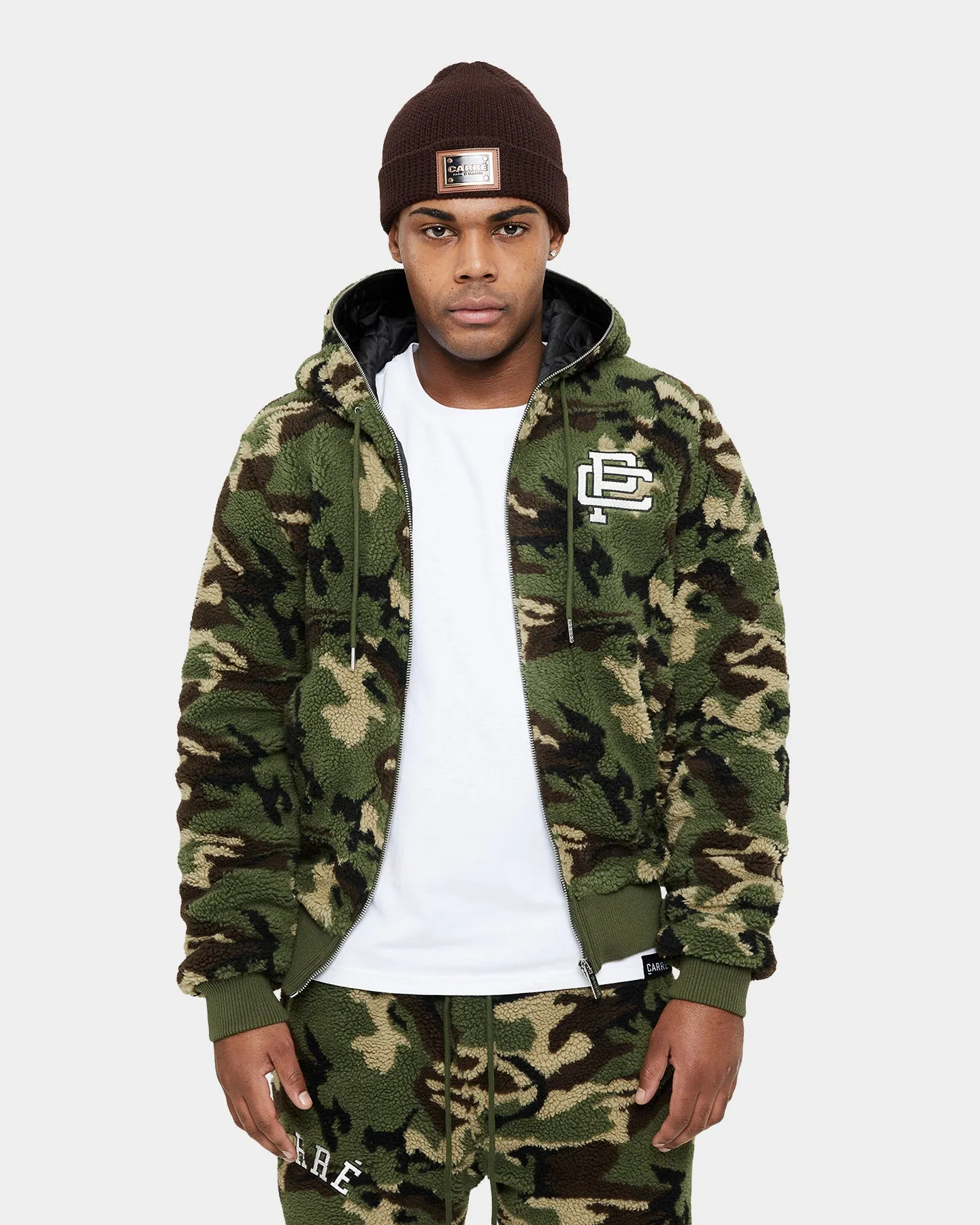 suitable for offline stores Carre C-Class Polar Fleece Zip Up Jacket Woodland Camo