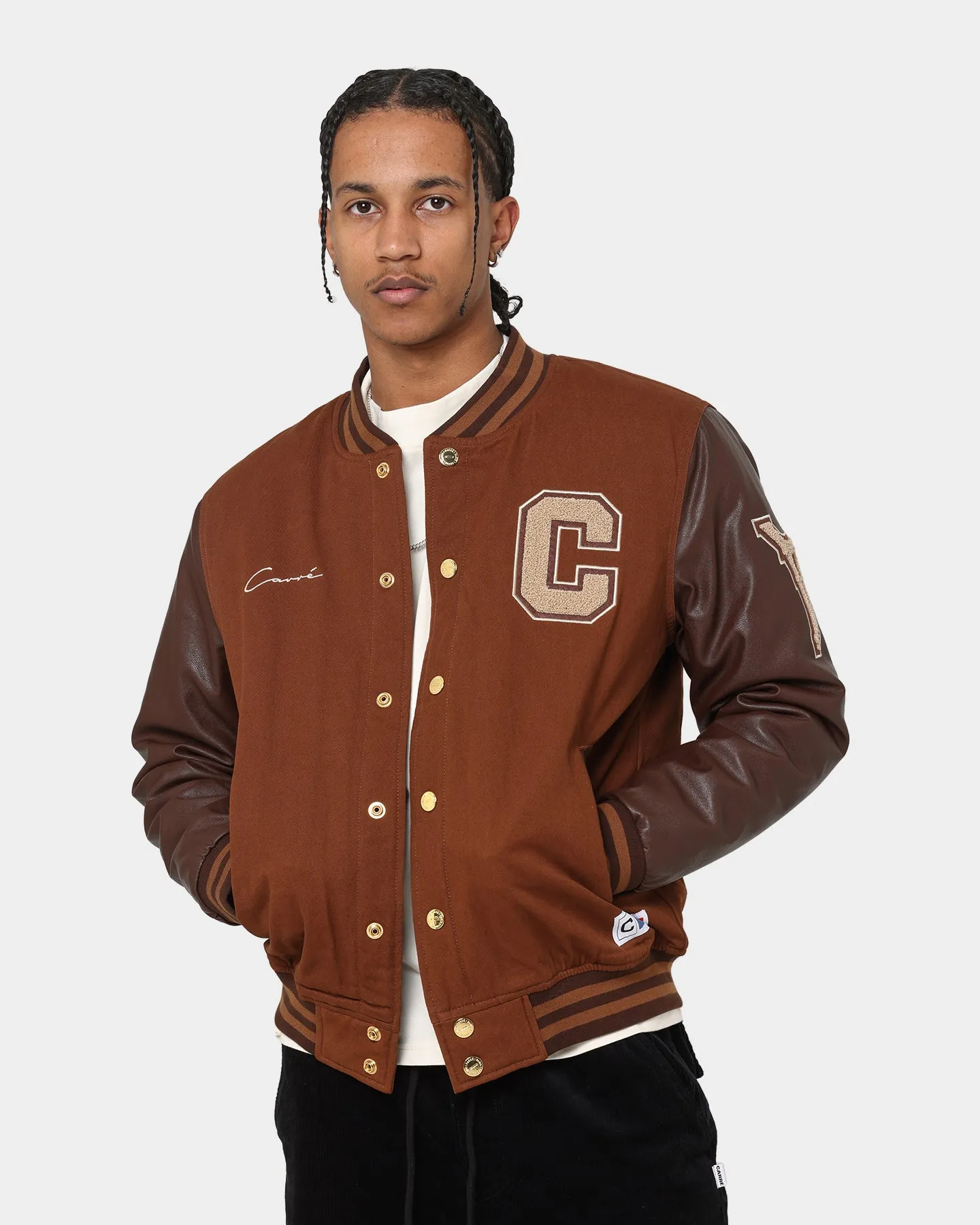 Carre MVP Varsity Jacket Chocolate Lockdown Hood Toggle half-zip