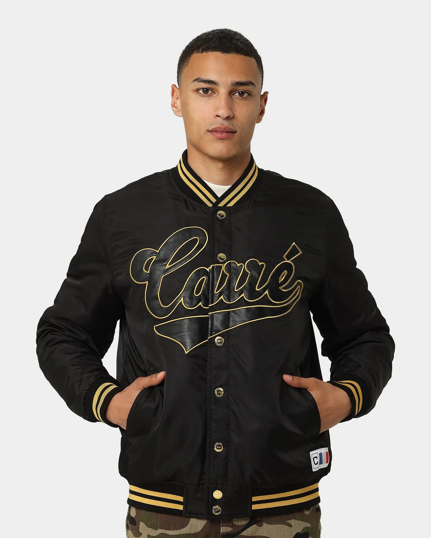 Comb Windbreaker Tech Carre PDB Varsity Jacket Black