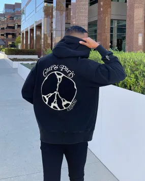 Carre Peace Button Up Hoodie Washed Black Safari