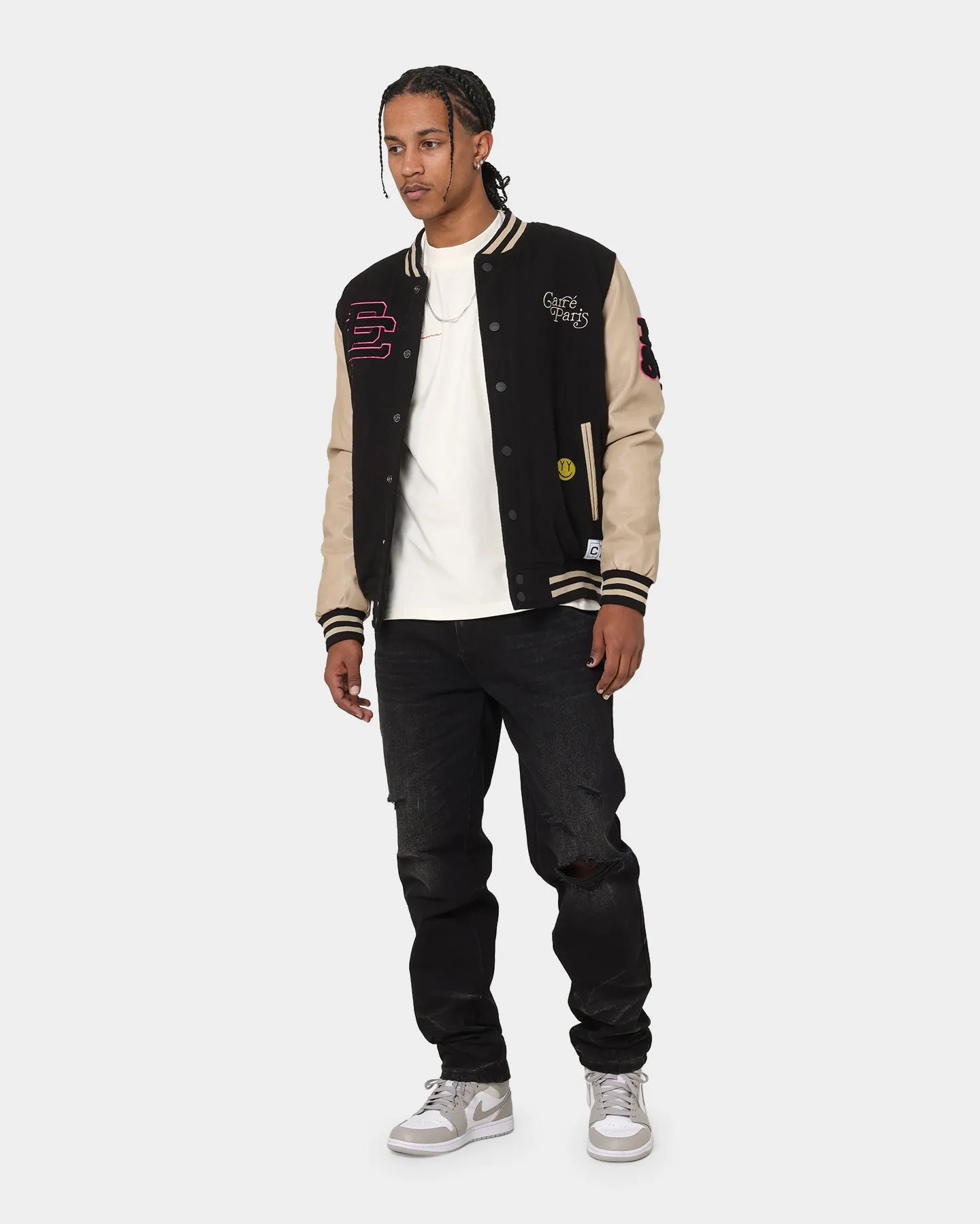 Weekend Fit Cozy Fit Carre Peace Varsity Jacket Black/Stone