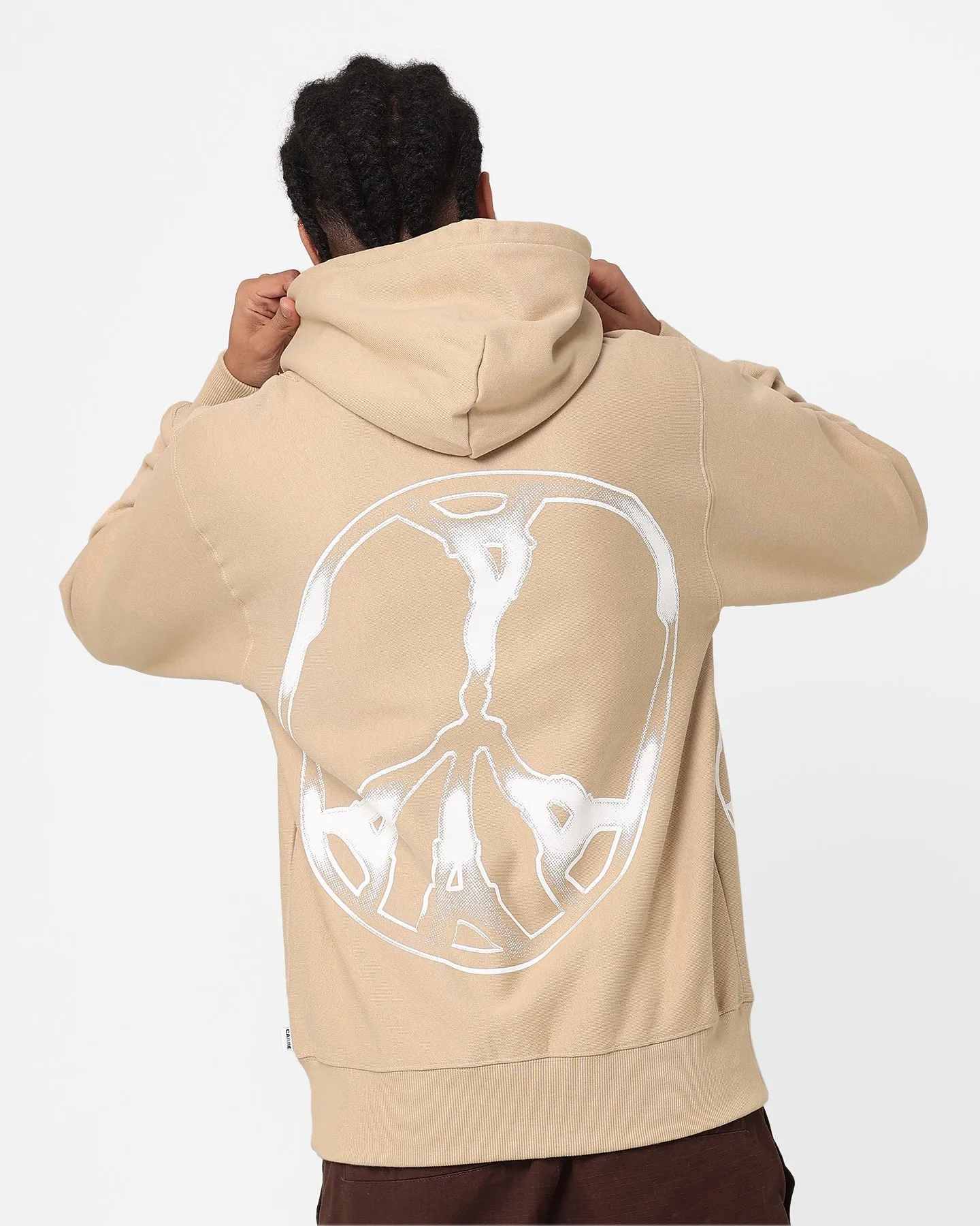 BondedFabric Side Pockets Carre Peacemaker Classic Hoodie Stone