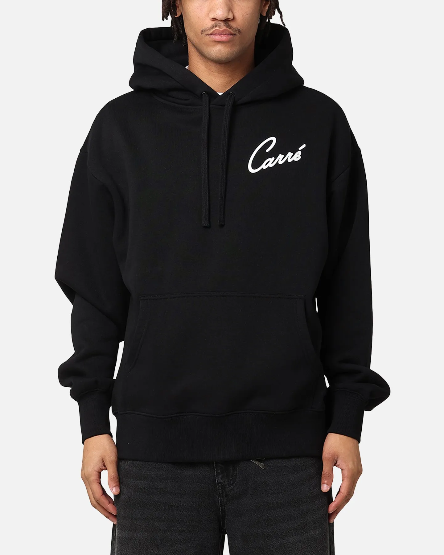 Perforated Details Carre Swifty Hoodie Black