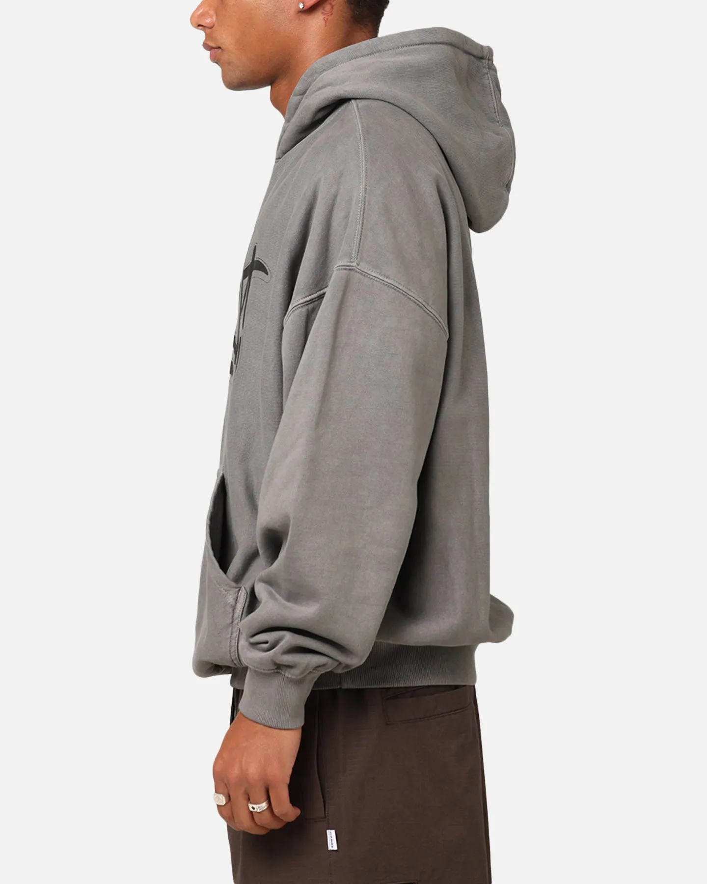 Stand Up Collar Dance Carre Tagged Hoodie Washed Charcoal