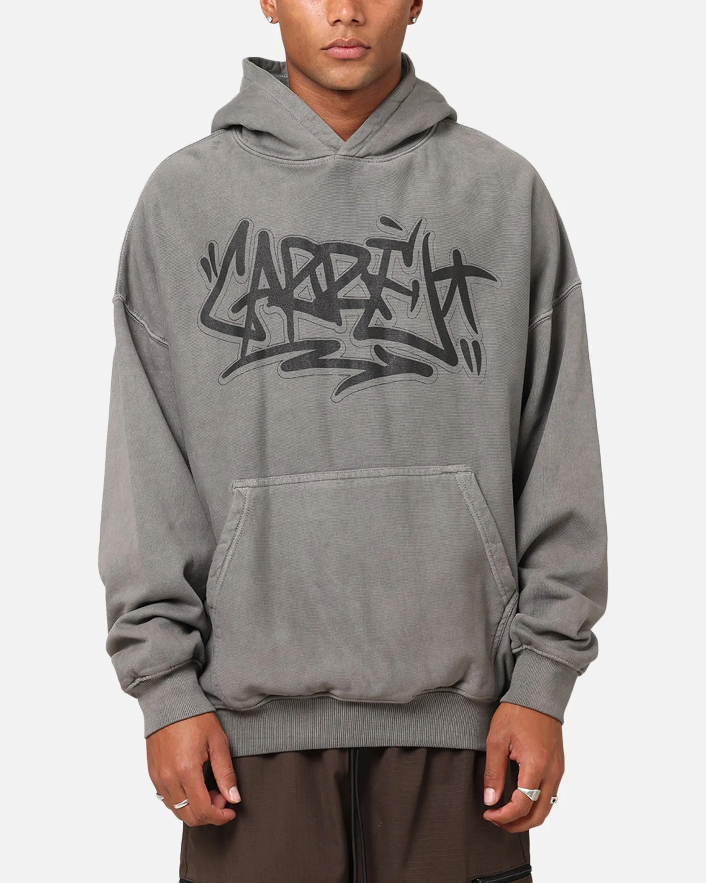 Silicone Grip Trim museum Carre Tagged Hoodie Washed Charcoal