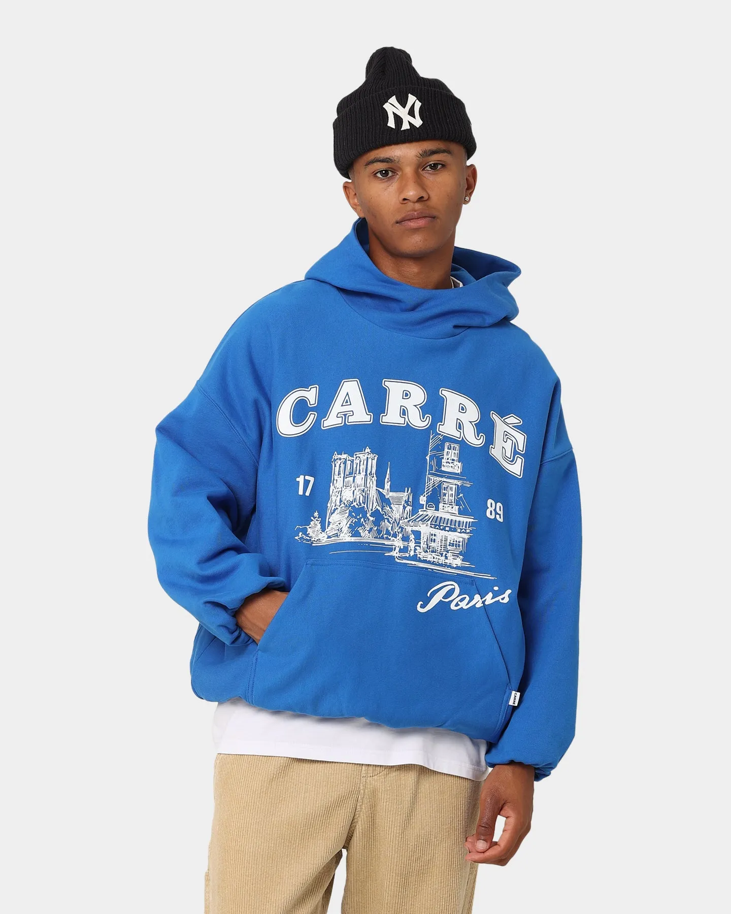 Carre Vues Oversized Superior Hoodie Blue Zipper Closure Easy Fit