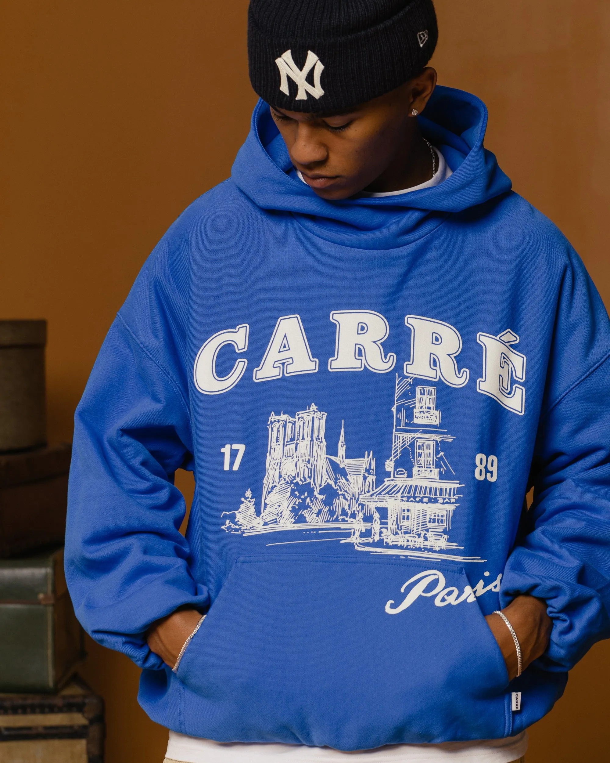 Carre Vues Oversized Superior Hoodie Blue Hazard suitable for rainy days