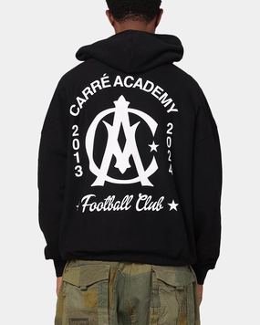Foldable Collar Design Carre Academy Chest Hoodie Black