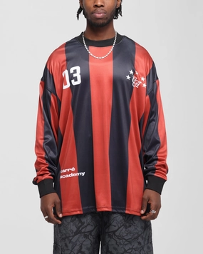 Carre Academy Oversized Long Sleeve T-Shirt Red/Black Men's masculinity