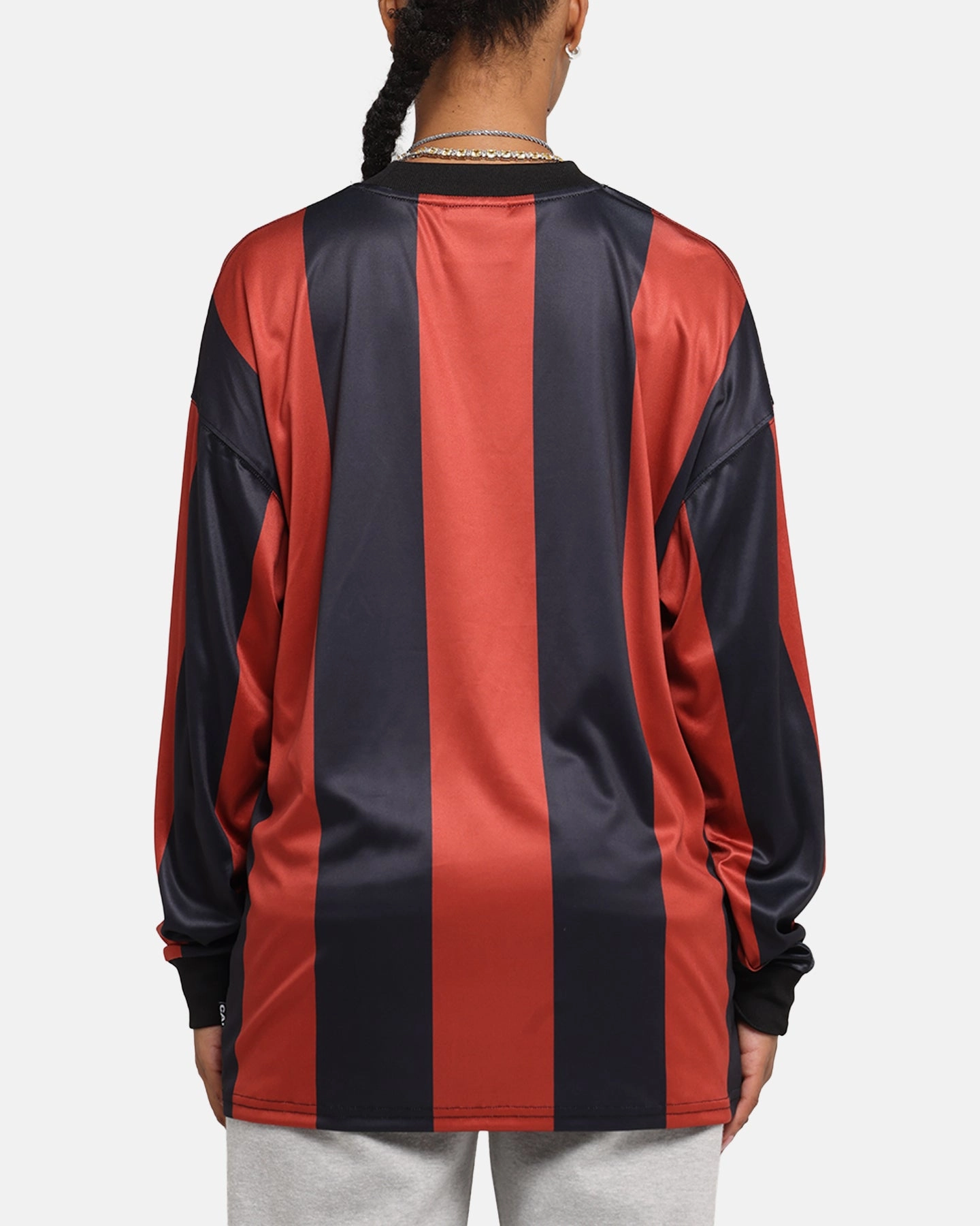 Anti Pilling Finish Carre Academy Oversized Long Sleeve T-Shirt Red/Black