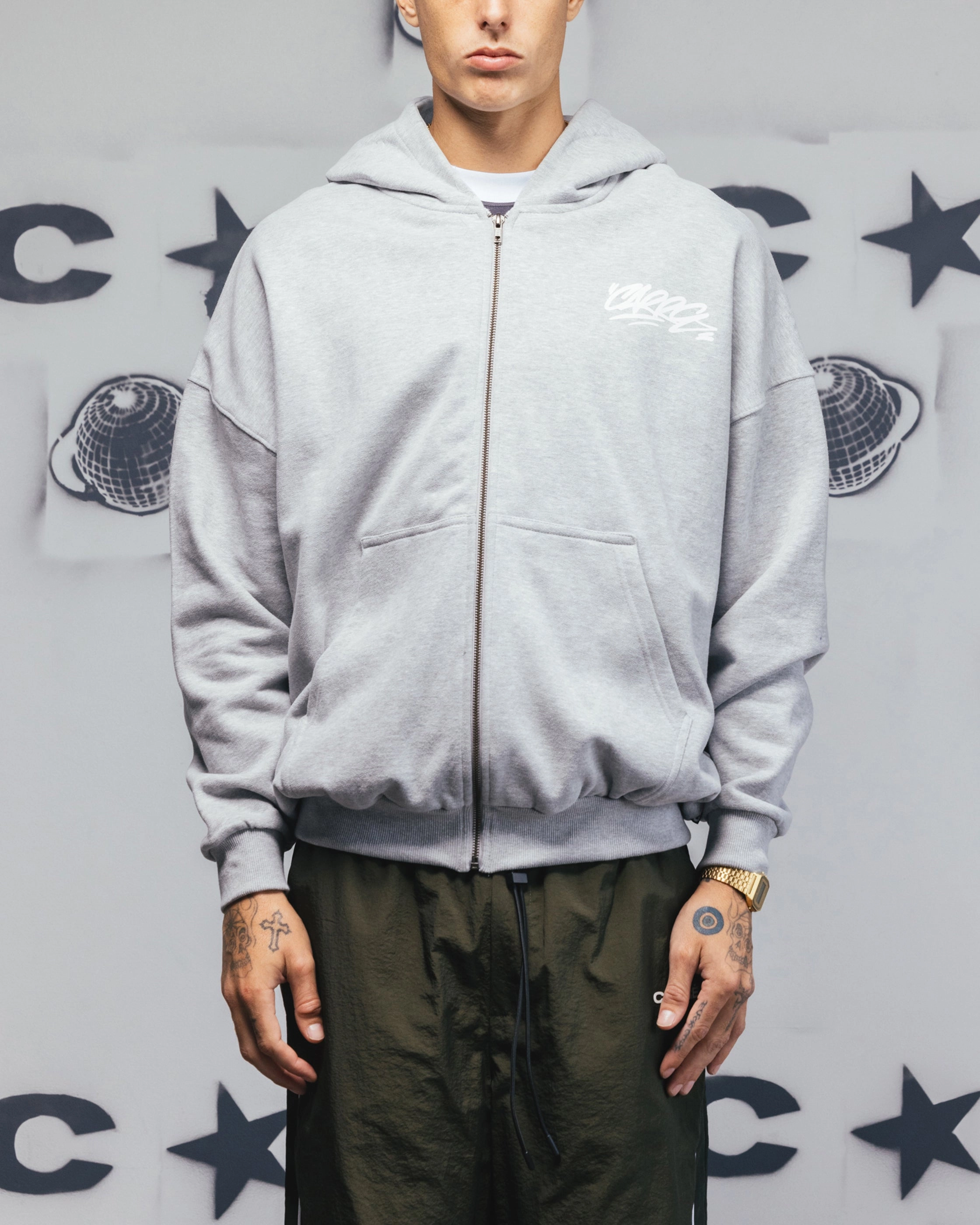 Carre Always & Forever Zip Hoodie Grey Marle Retro futuristic Sleepwear