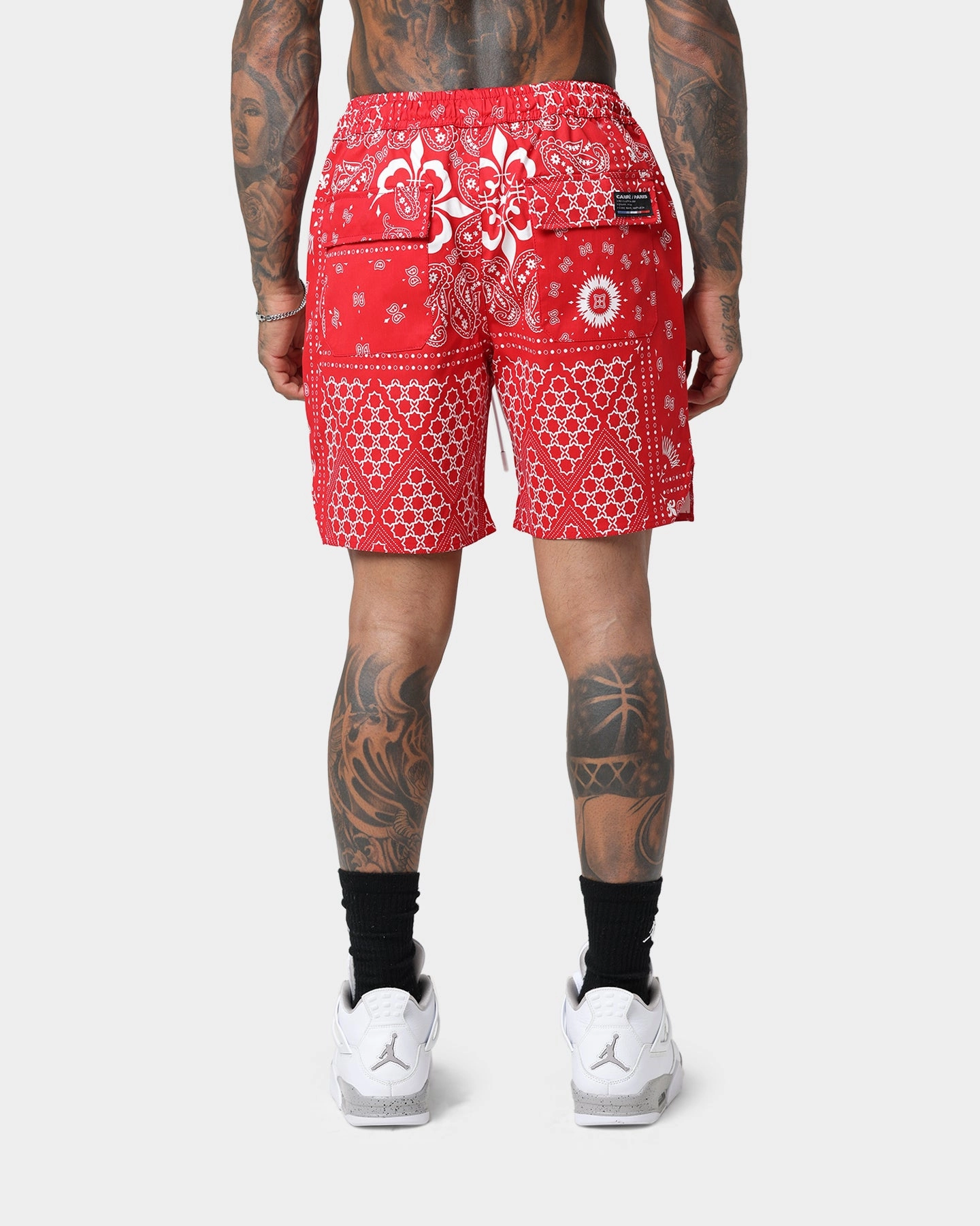 Modern Aesthetic Wrinkle-Resistant Carre Bandana Ultra LP Shorts Red