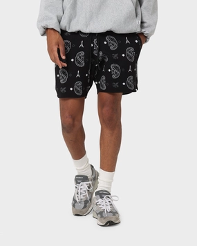 Carre Big Bandana Knitted Shorts Black multiple pockets