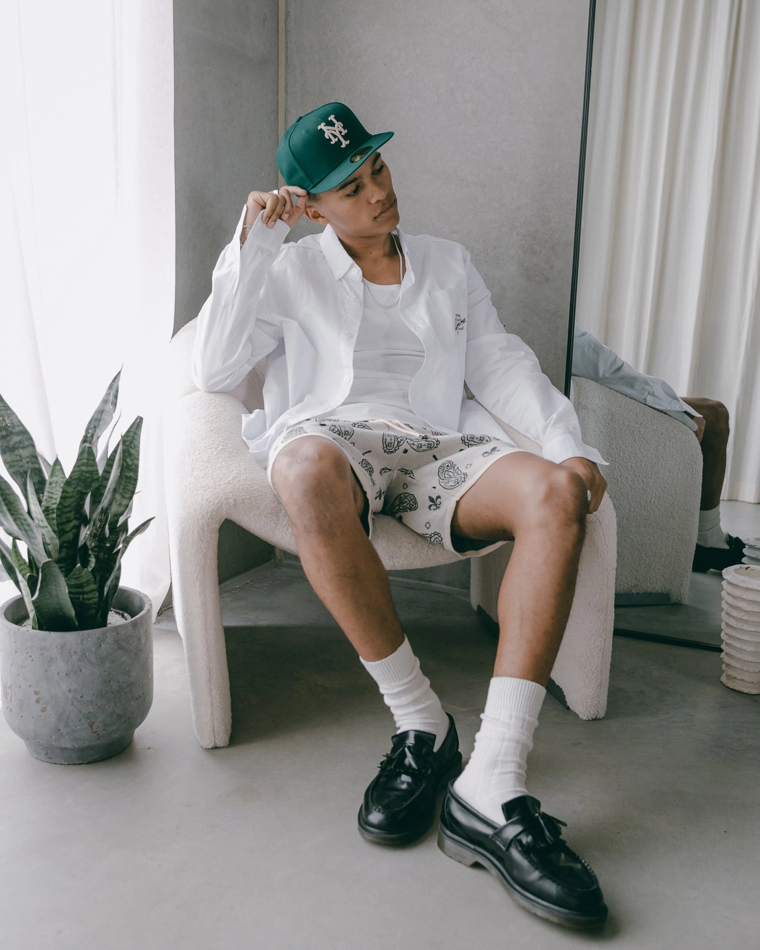 Carre Big Bandana Knitted Shorts Off White No Ride Up Technology Flexible Material