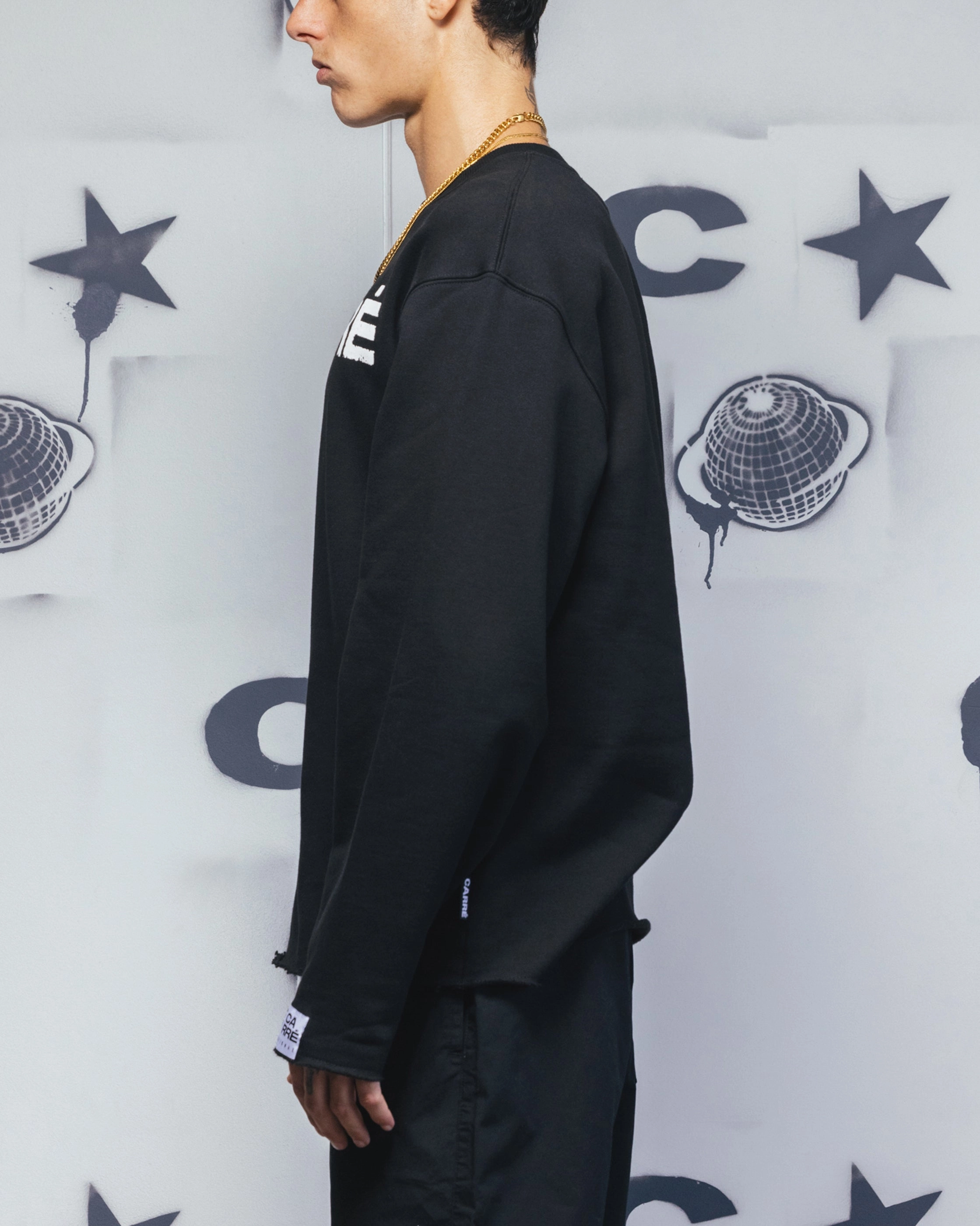 All Day Comfort Fit Carre Blackout Crewneck Black