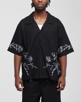 Carre Botanica Button Up Shirt Black Sustainable Choice Pocket Detail