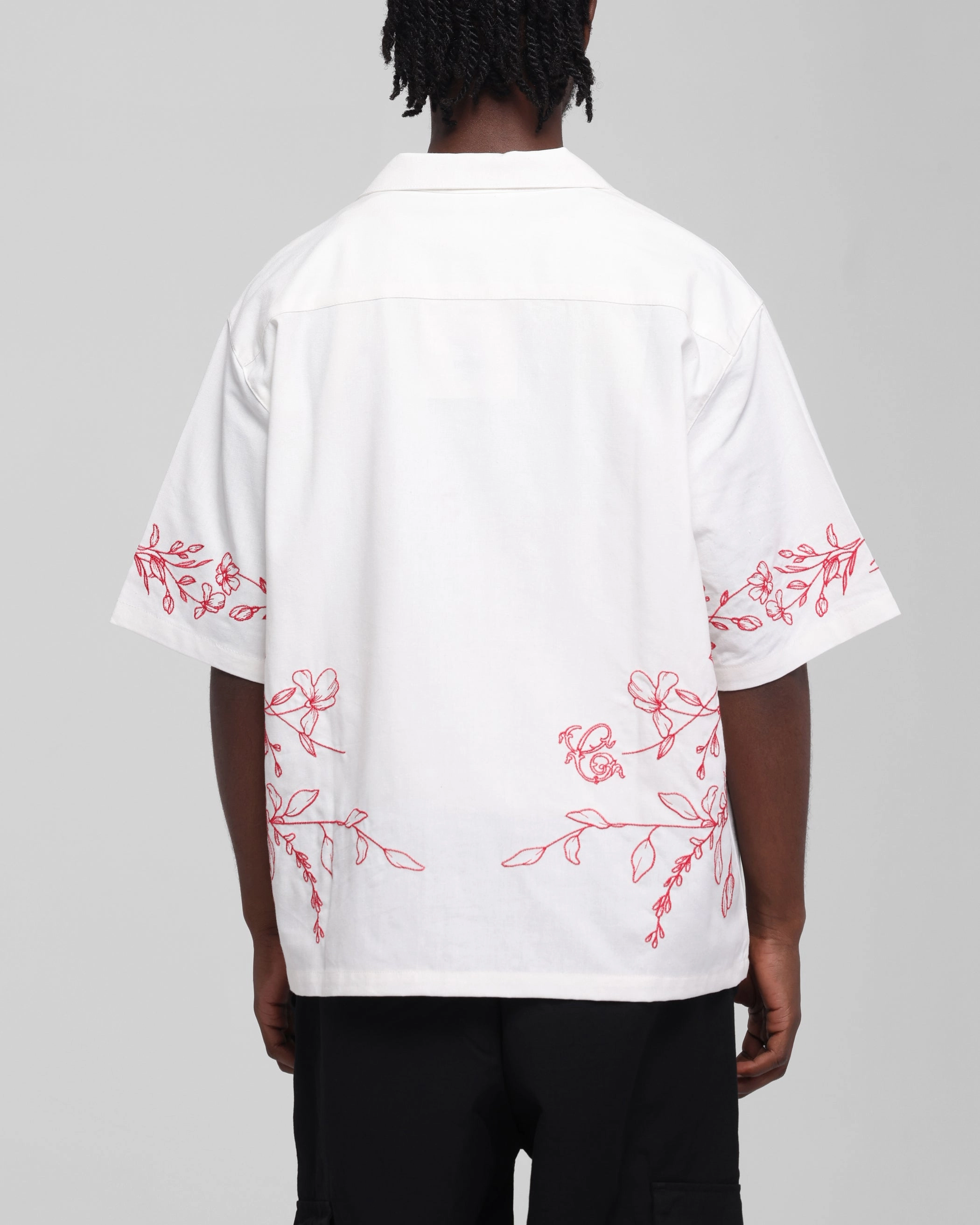 Carre Botanica Button Up Shirt Off White Wrinkle-Free Ribbed Trim