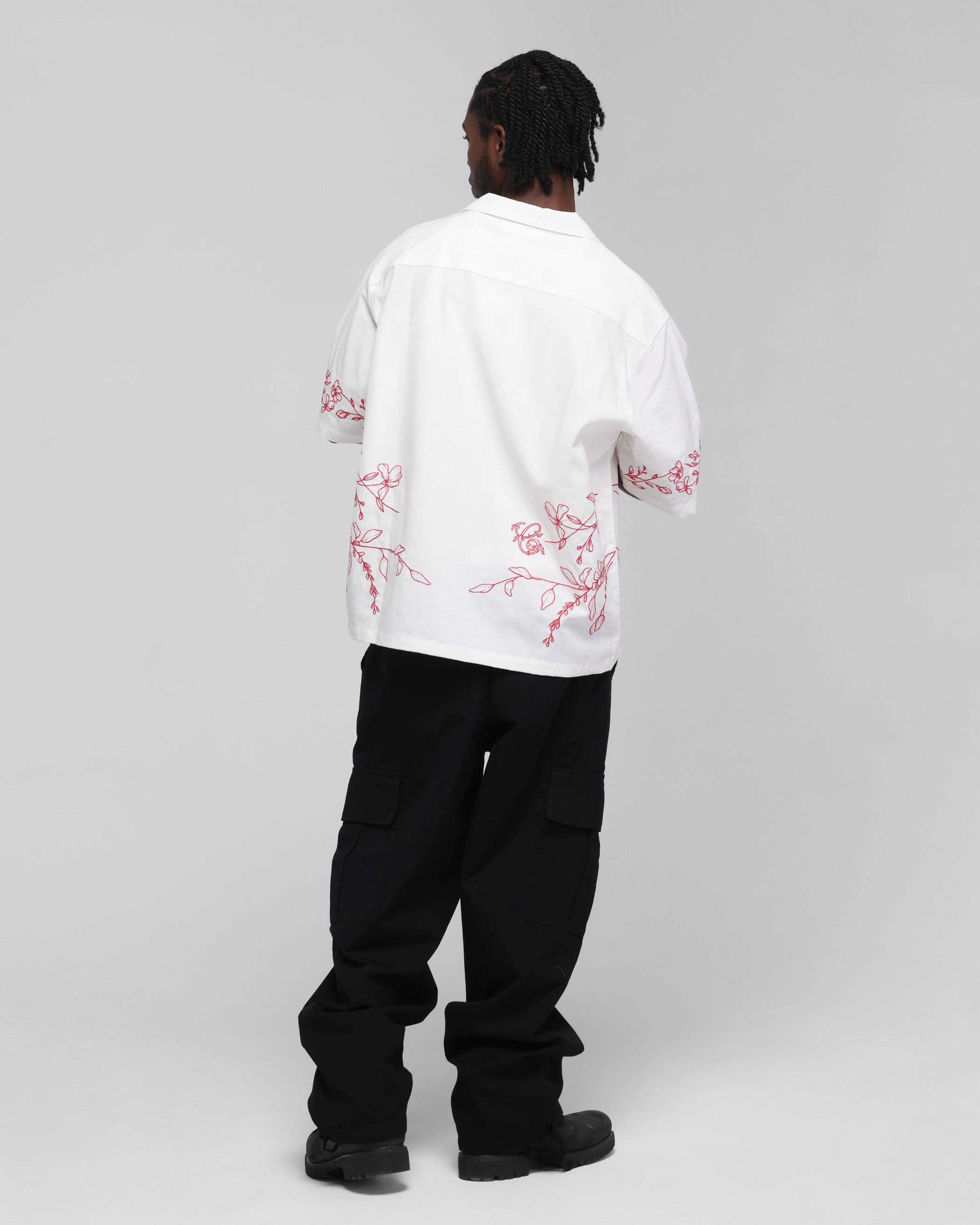 Structured Shoulder Support Carre Botanica Button Up Shirt Off White