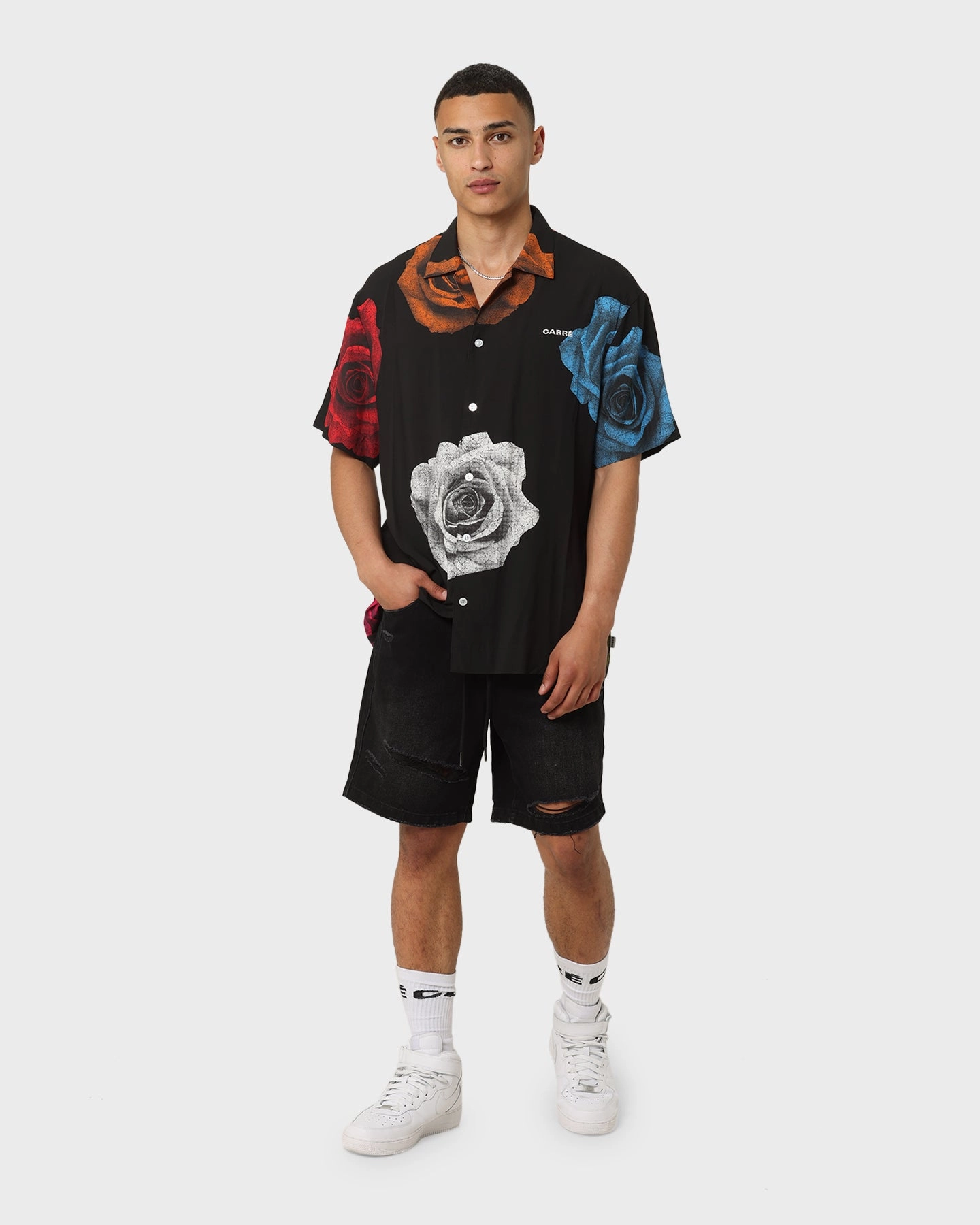 Summer Mood Carre Bouffant Distressed Shorts Black