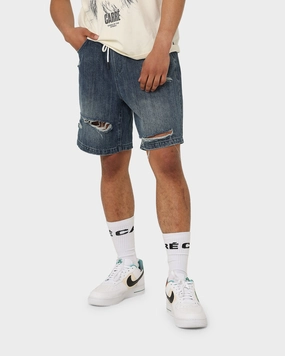Carre Bouffant Distressed Shorts Blue Warehouse Work
