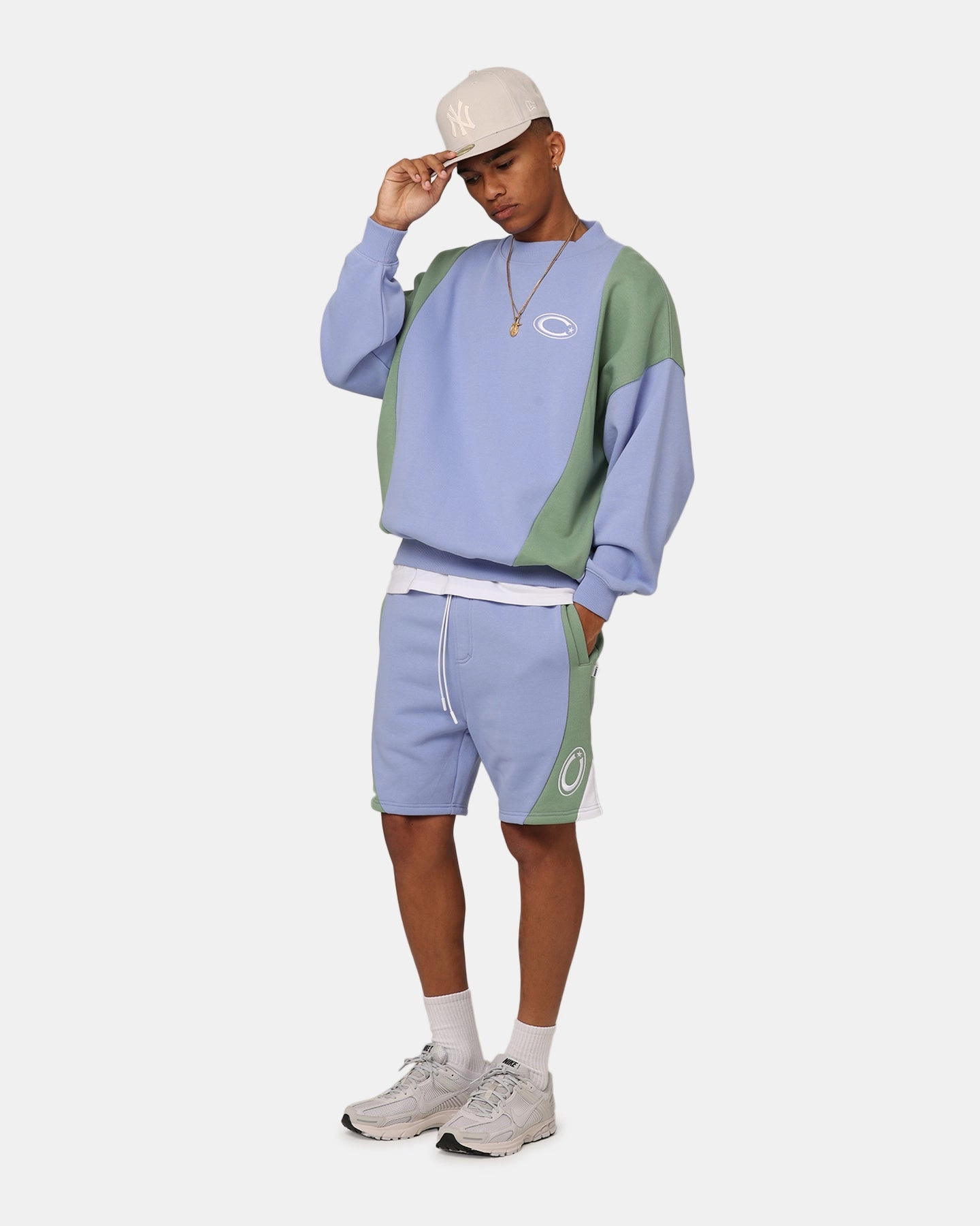 Abrasion Resistant Material Carre C Star Panelled Shorts Pale Blue