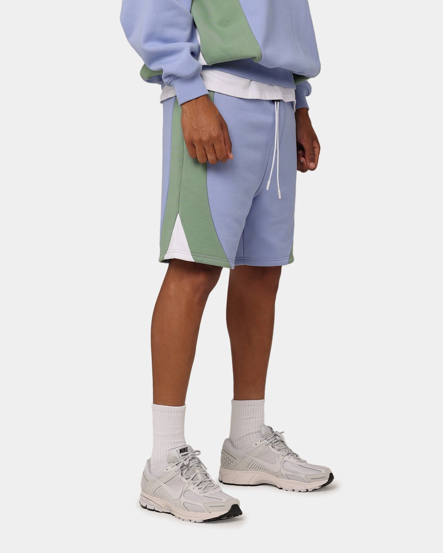 Lightweight Feel Carre C Star Panelled Shorts Pale Blue