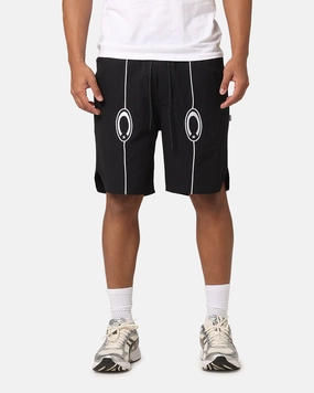 Carre C-Star Pipe Track Shorts Black Faux Leather Thermoregulating Fabric