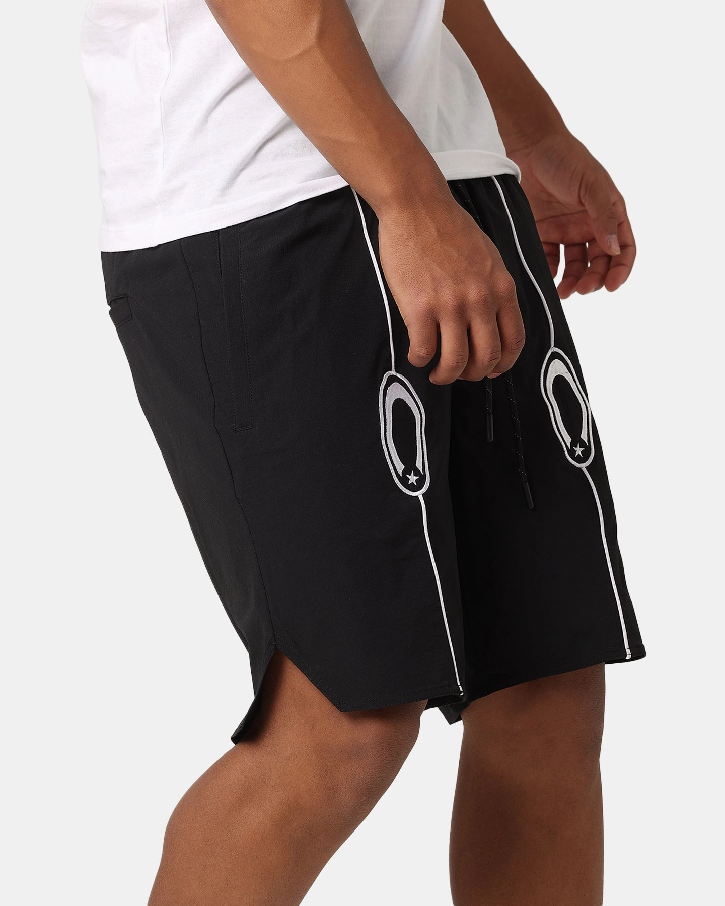 Carre C-Star Pipe Track Shorts Black Versatile Layering Everyday Comfort