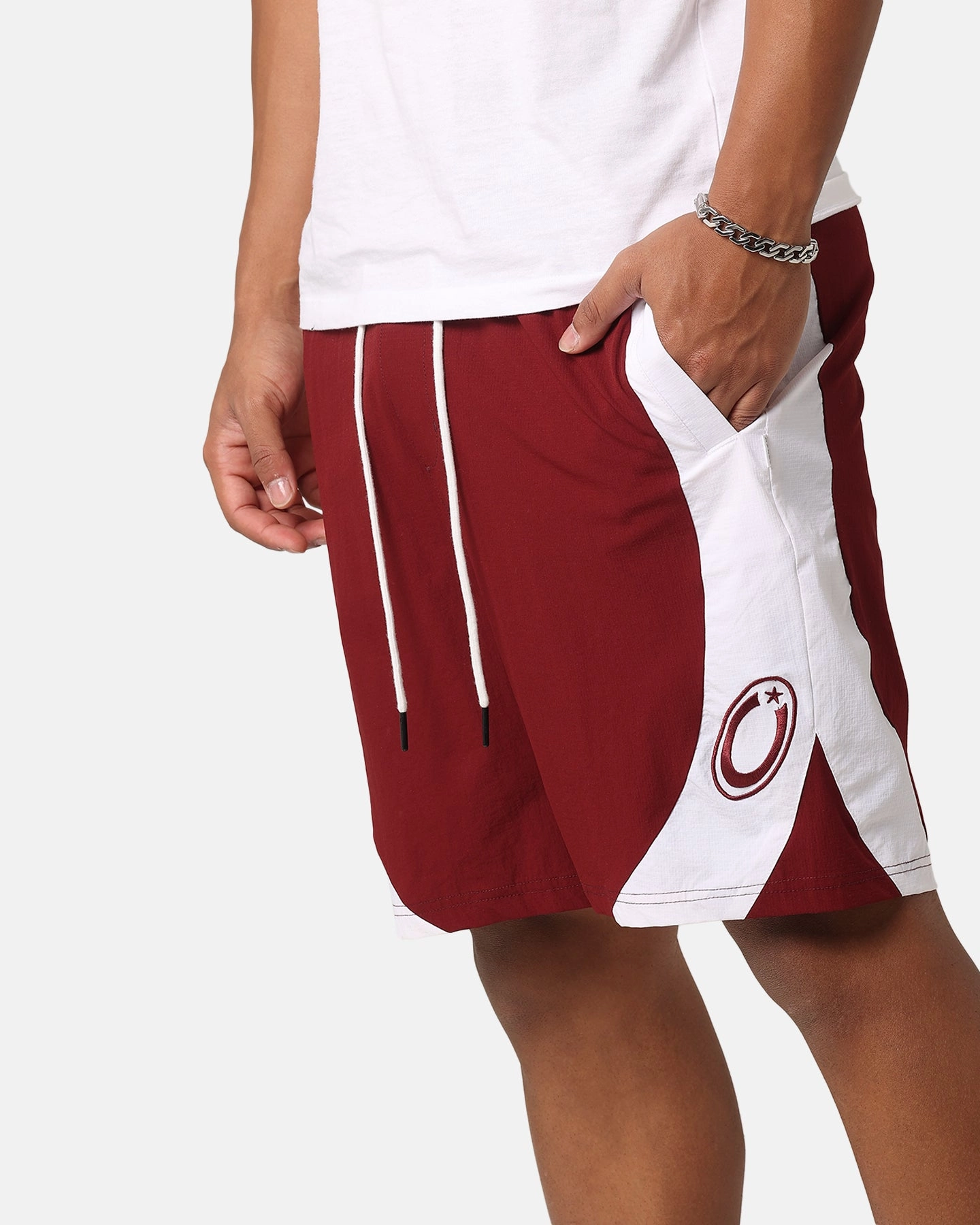 Carre C-Star Warm Up Shorts Maroon/White Unisex Design