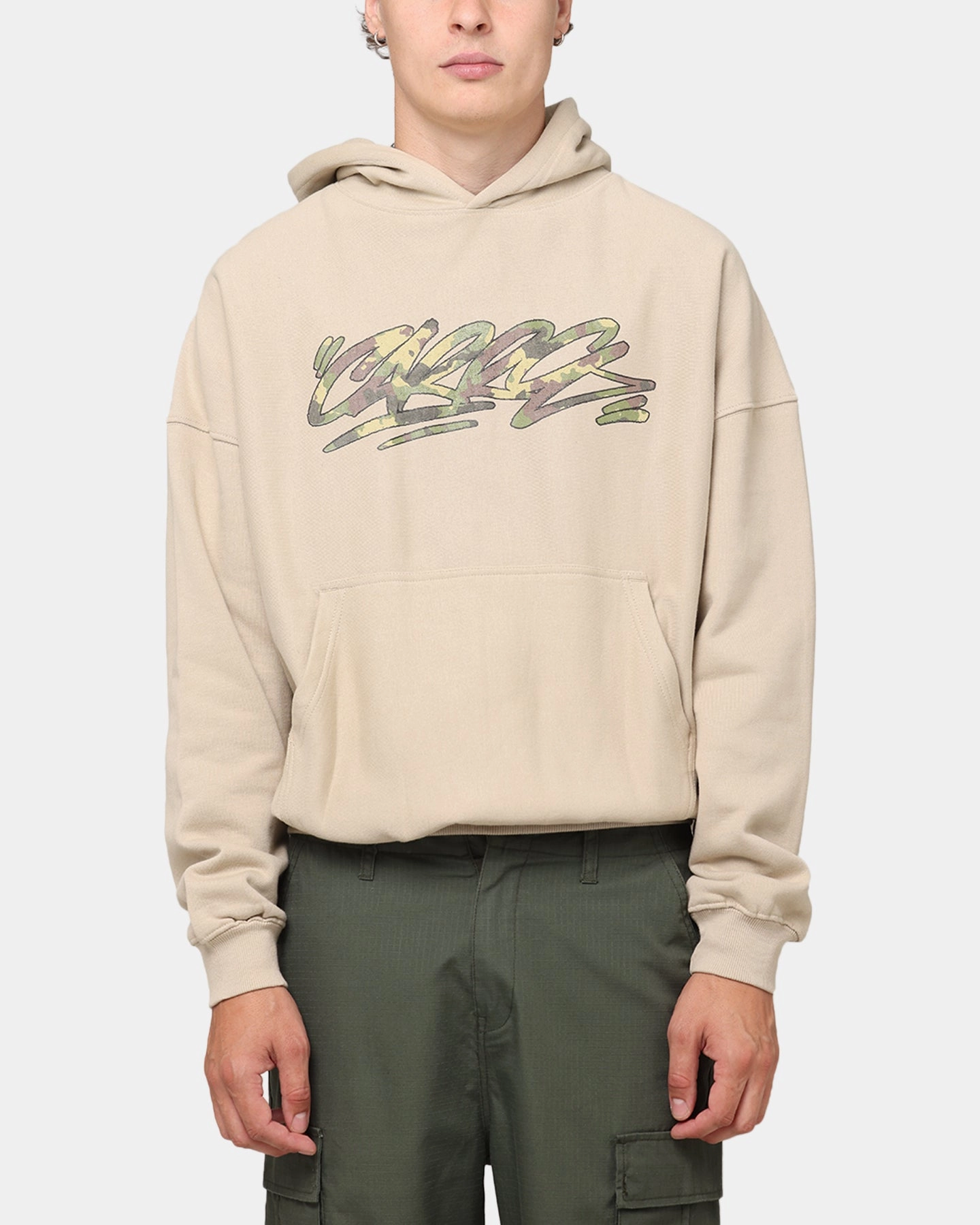 Carre Camo Script Hoodie Stone Lynx like Cozy Sense