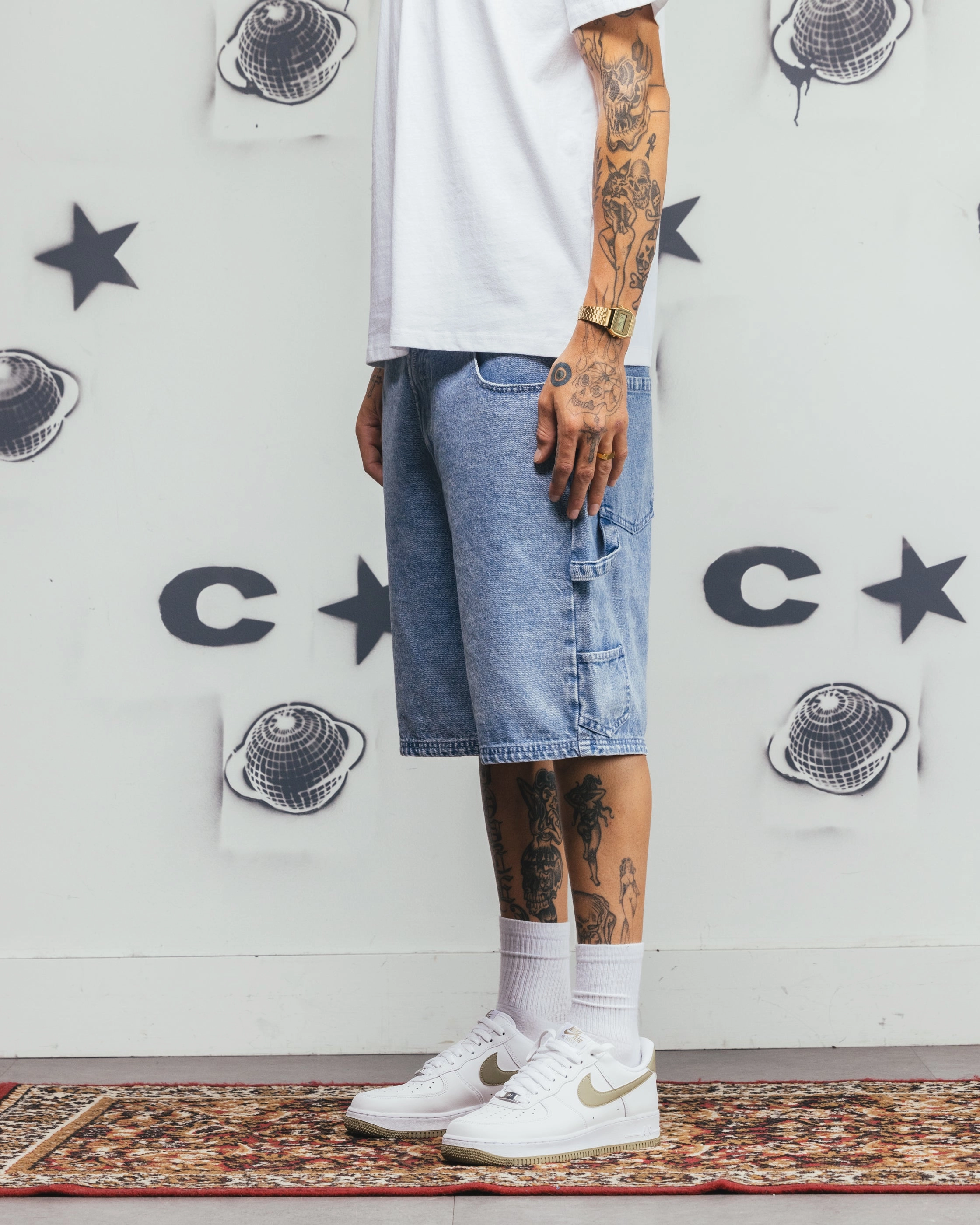 Carre Carpenter Jorts Light Blue Denim Daytime Style Lightweight Material