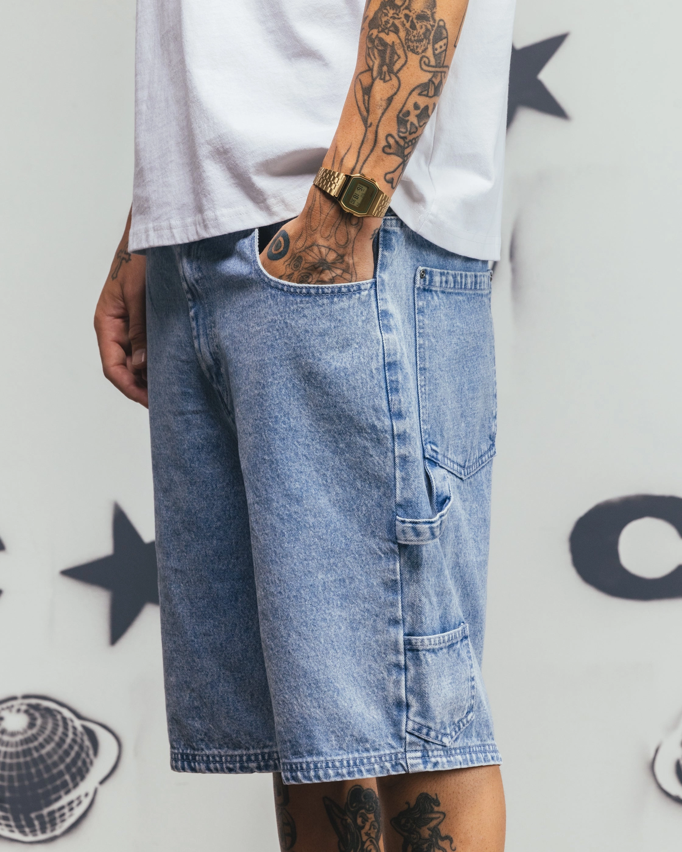 Carre Carpenter Jorts Light Blue Denim tall sizing Quick Adjust Fit