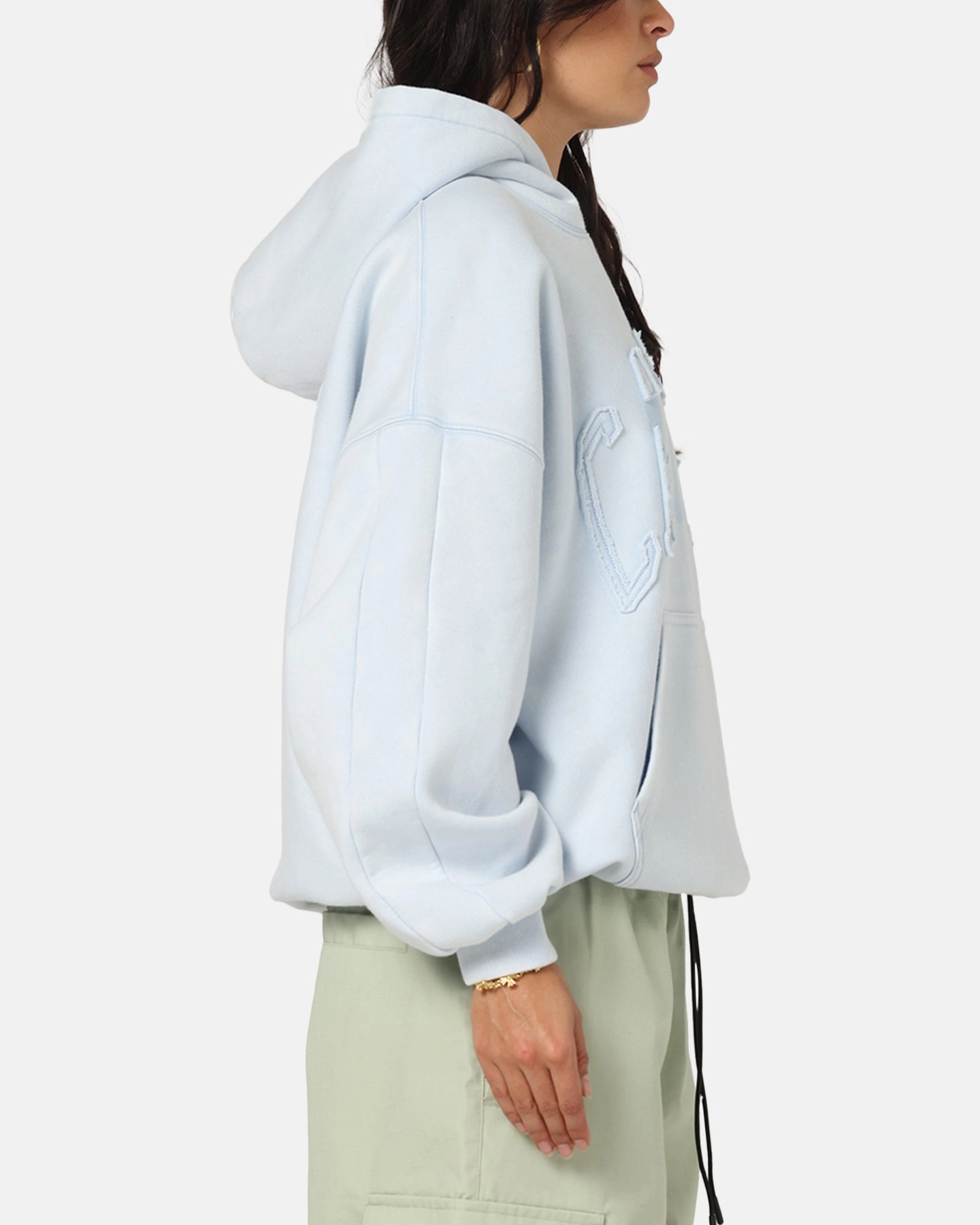 Trend Feel Wrinkle Free Fabric Carre Con-Star Hoodie Baby Blue