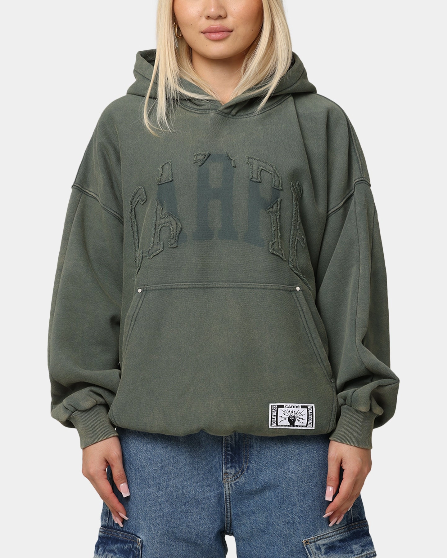 Office Fresh Look Carre Con-Star Hoodie Rinsed Moss Green