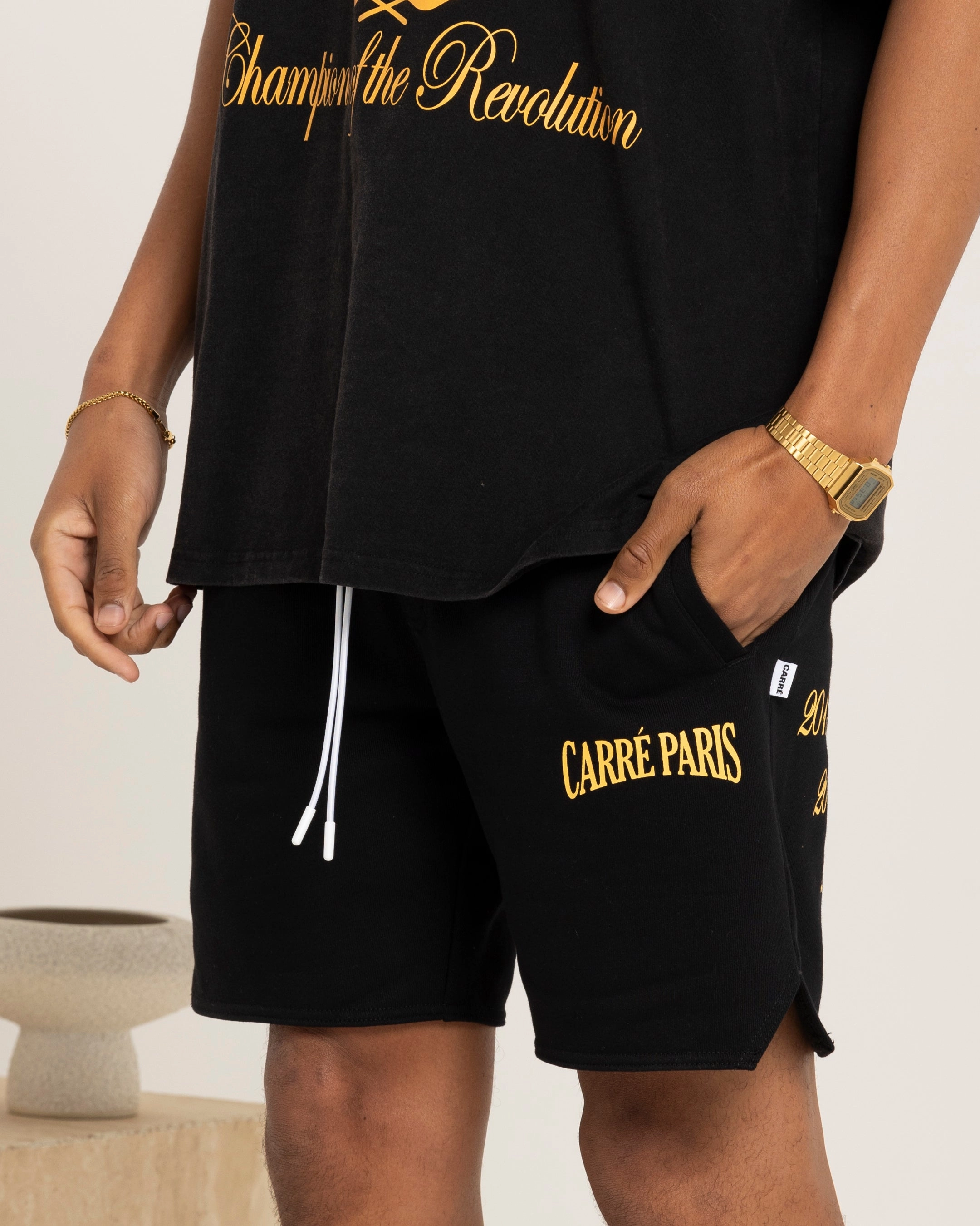 TearResistantBuild Style Basic Carre Decade Sweat Shorts Black