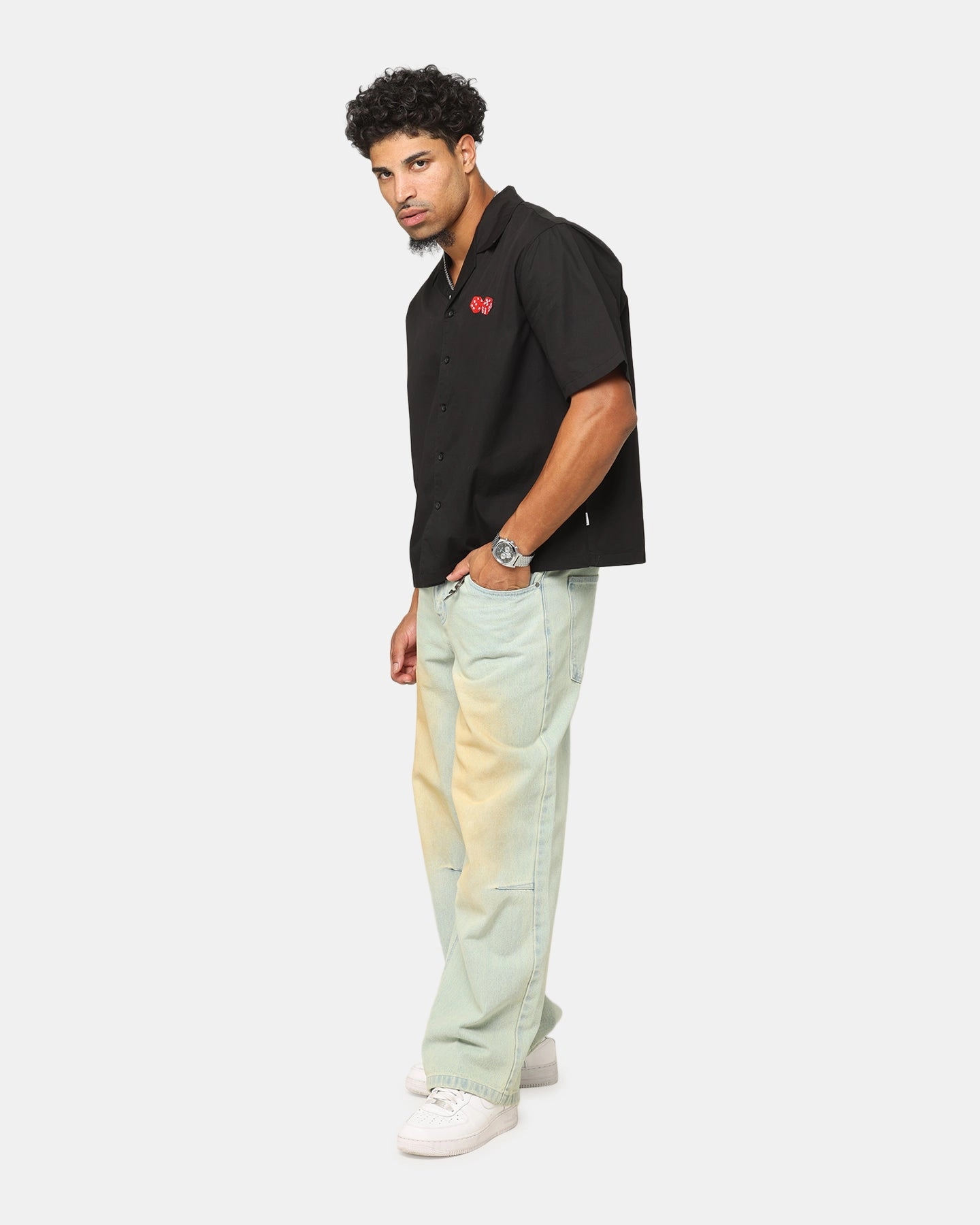 Gym Wear Carre Dice Club Button Up Shirt Black