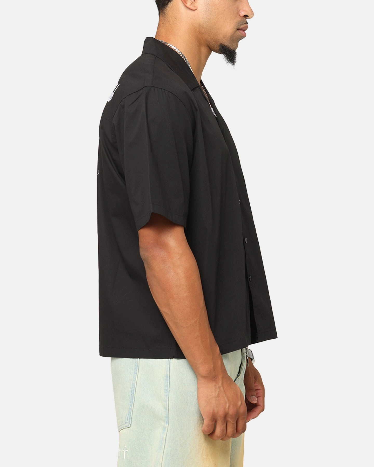 Carre Dice Club Button Up Shirt Black Solid Color